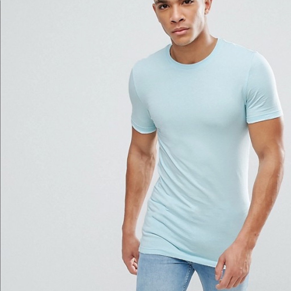 ASOS Brand LongLine Men’s Tee Sky Blue Size M